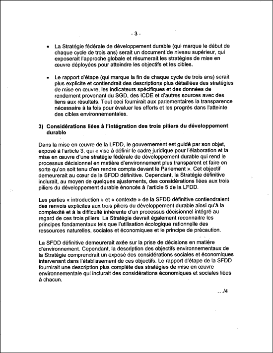 Troisième partie d’une lettre datée du 1er juin 2010 provenant du sous-ministre d’Environnement Canada et adressée au Commissaire à l’environnement et au développement durable