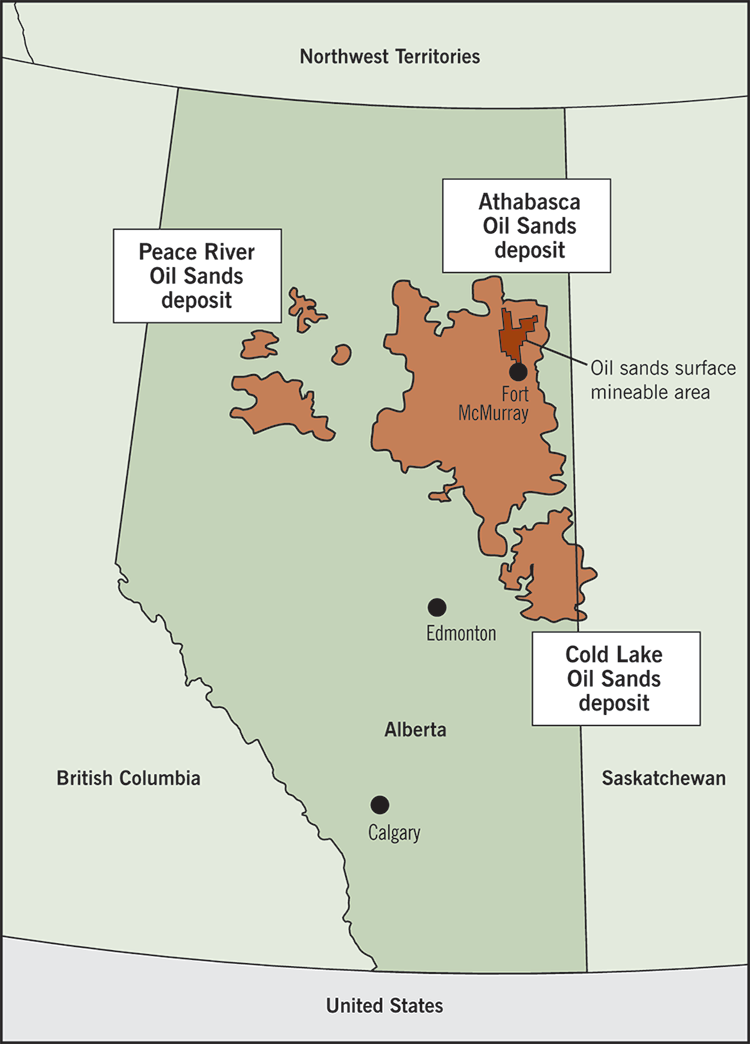 Map of Canada's oil sands