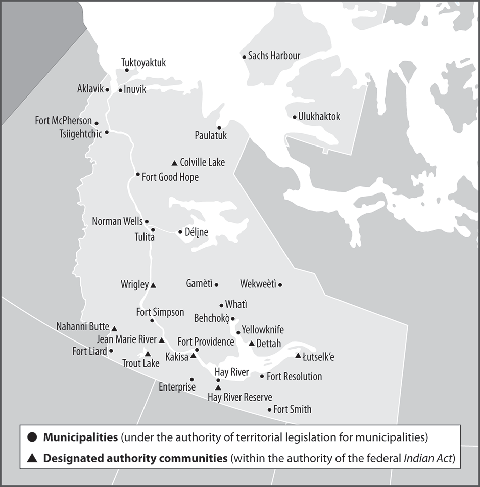 Map identifying the legal status of Northwest Territories’ communities Map identifying the legal status of Northwest Territories’ communities