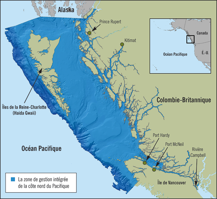 Carte de la côte nord du Pacifique du Canada