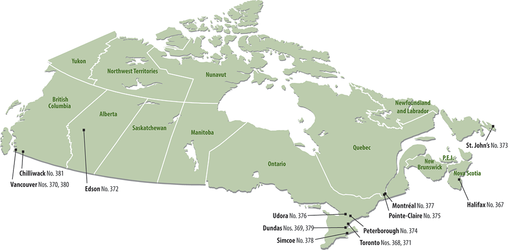 This map of Canada shows the communities from which the petitions came during the period from 1 July 2014 to 30 June 2015