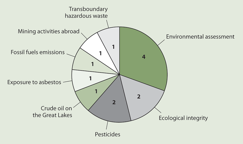 Pie chart showing the eight categories of issues raised by petitions Pie chart showing the eight categories of issues raised by petitions