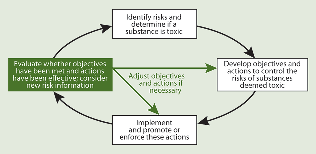 Diagram showing the process that enables departments to control toxic substances and determine whether objectives are being achieved Diagram showing the process that enables departments to control toxic substances and determine whether objectives are being achieved