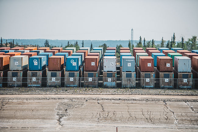 Shipping containers filled with contaminants located at the site of the Giant Mine in the Northwest Territories
